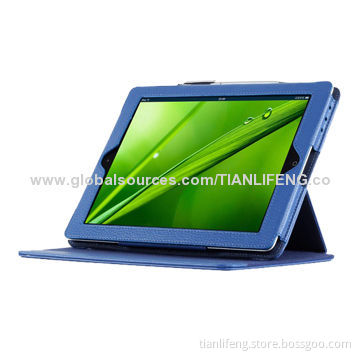 Fashionable Litchi Lines PU Leather Padfolio for iPad 2, 3 and 4